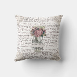 Cojín Decorativo Letras de moda en estilo de escritura Floral vinta