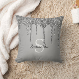 Cojín Decorativo Letras de Monograma con Brillo de Plata