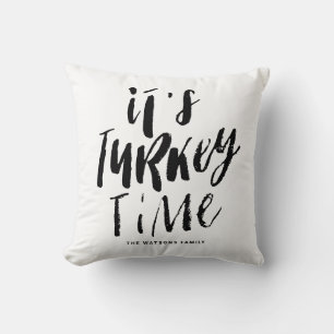 Cojín Decorativo Letras negras es día de acción de gracias en Turqu