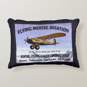 Cojín Decorativo Letrero de Aviación Flying Moose Antiguo