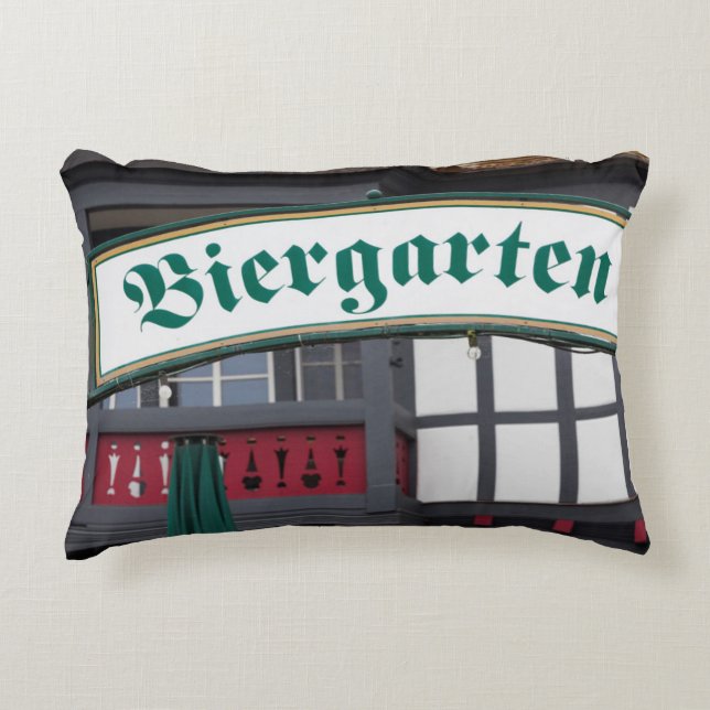 Cojín Decorativo Letrero de Biergarten, Alemania (Anverso)