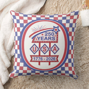 Cojín Decorativo Letrero de marquesina del 250 aniversario Retro US