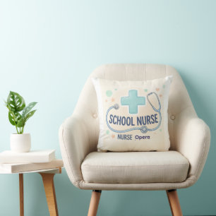 Cojín Decorativo Letrero Personalizado de Enfermera Escolar Vintage