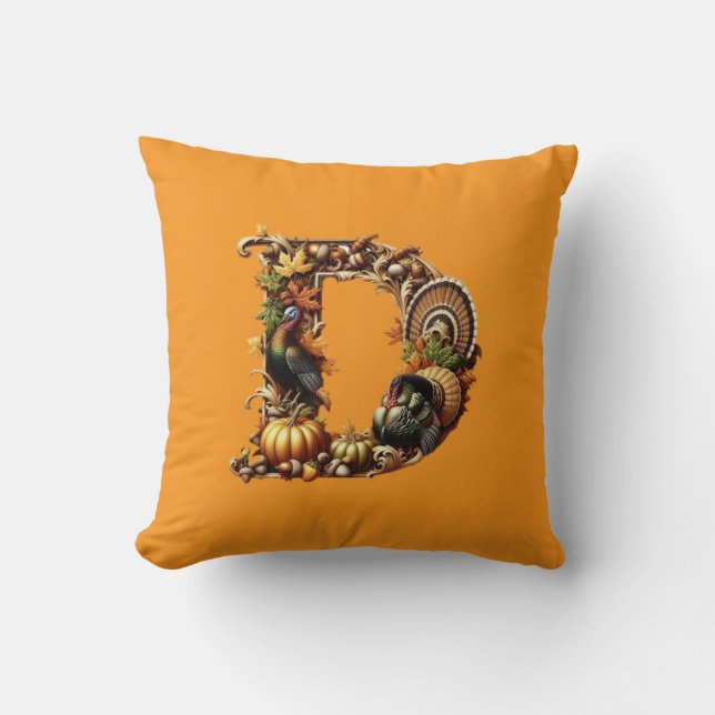 Cojín Decorativo Letter D Thanksgiving style gift  (Anverso)