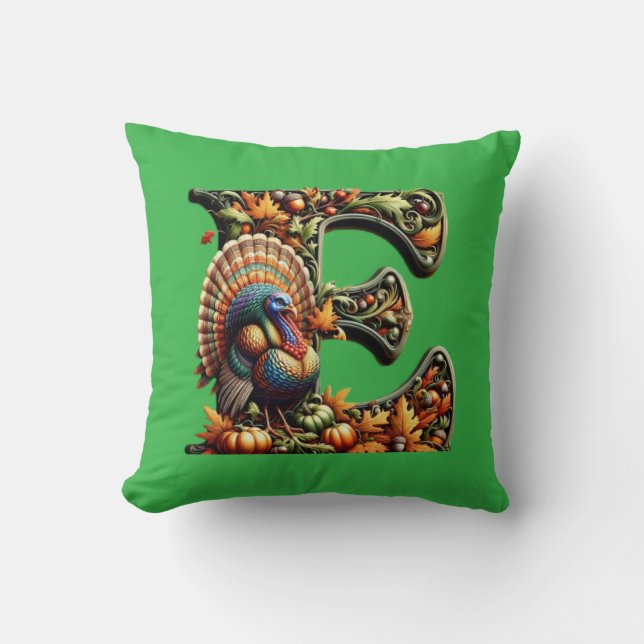 Cojín Decorativo Letter E Thanksgiving style gift  (Anverso)