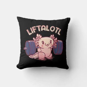 Cojín Decorativo Levantamiento Liftalotal Axolotl Halterofilia Gym 