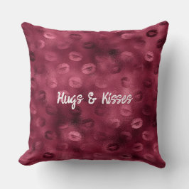 Cojín Decorativo Levantamientos de besos rojos de Borgoña