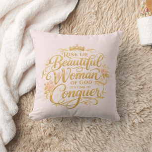 Cojín Decorativo Levántate Mujer Hermosa de Dios Rosa