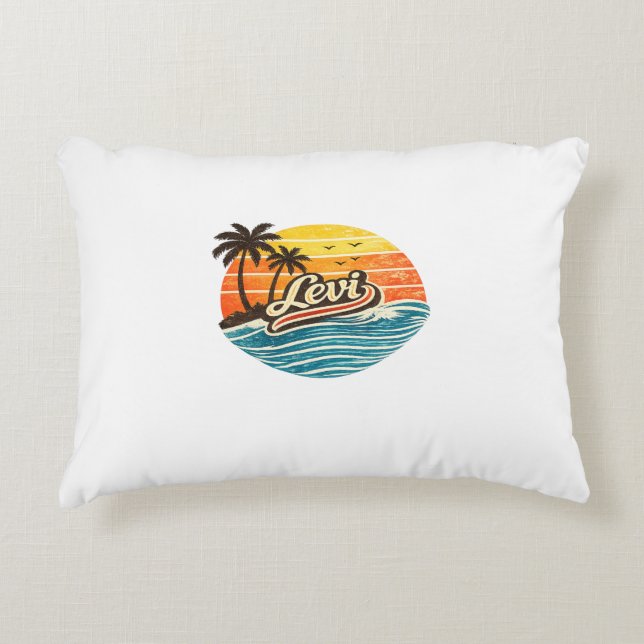 Cojín Decorativo Levi Retro Sunset Name Design (Anverso)