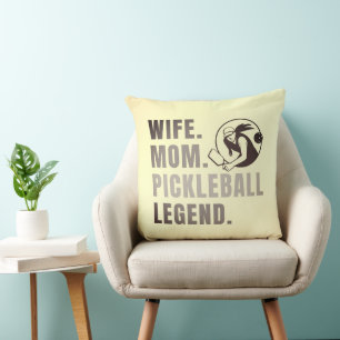 Cojín Decorativo Leyenda de bola de piquetes de la esposa mamá - La