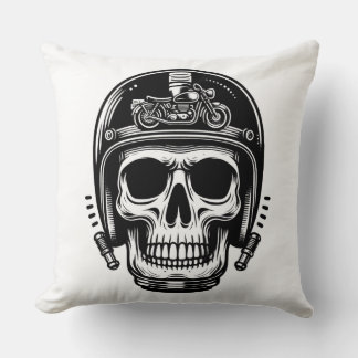 Cojín Decorativo leyenda del cráneo del motociclista vintage