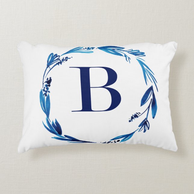 Cojín Decorativo Leyenda floral azul 'B' (Anverso)