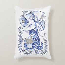 Cojín Decorativo Leyendo gato azul