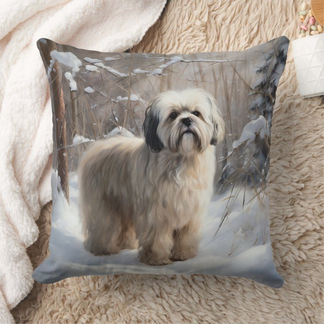 Cojín Decorativo Lhasa Apso Deja que nieve Navidad (Manta)