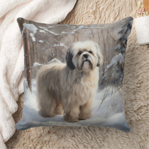Cojín Decorativo Lhasa Apso Let It Snow Navidades