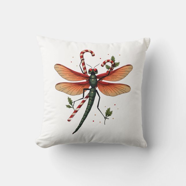 Cojín Decorativo Libélula de bastón de caramelo (Anverso)
