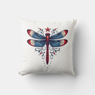Cojín Decorativo Libélula de la bandera americana Patriótica 4 de j