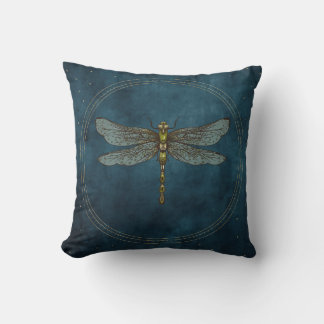 Cojín Decorativo Libélula Mística Celestial Azul Vintage