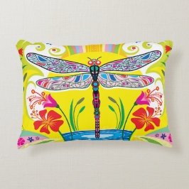 Cojín Decorativo Libélula Radiante y Flores Silvestres