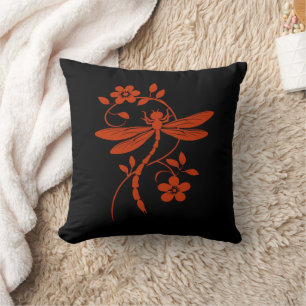 Cojín Decorativo Libélula y Floral Elegantes