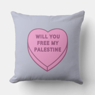 Cojín Decorativo ¿Liberarás a mi Palestina? Cute Candy Heart dulce
