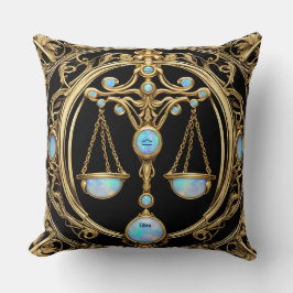 Cojín Decorativo Libra Scales, Opal y Zodiac Personalizado Gold