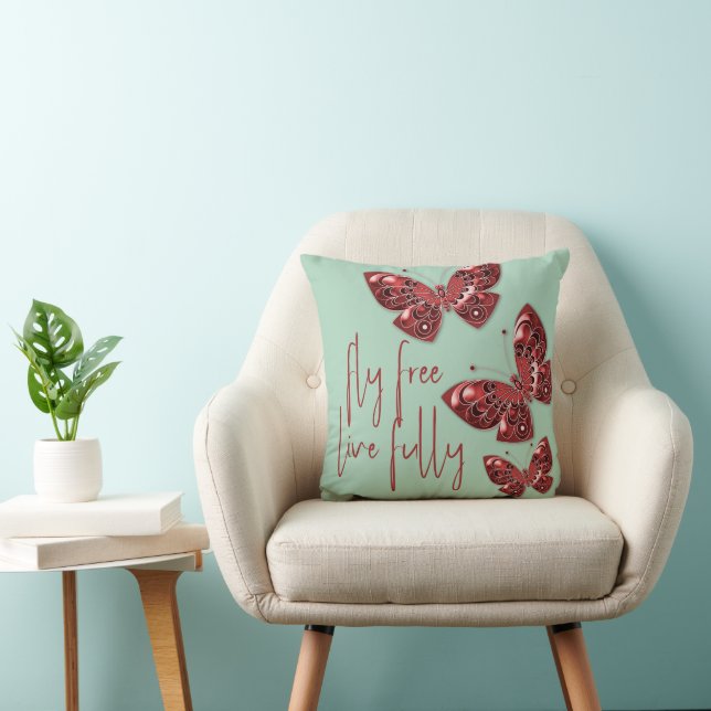 Cojín Decorativo Libre de vuelos, vivir completamente (Silla)