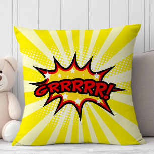 Cojín Decorativo Libro de Cómic de Superhéroe Grrr Dibujos Animados