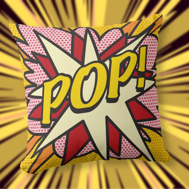 Cojín Decorativo ¡Libro de historietas POP! (Comic Book POP Modern Fun Throw Pillow)