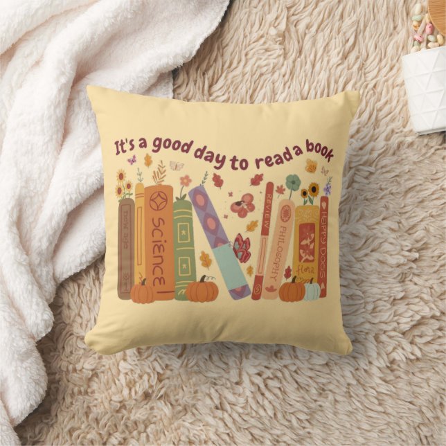 Cojín Decorativo Libro de libros Amantes, Calabaza Naranja y hojas  (Manta)