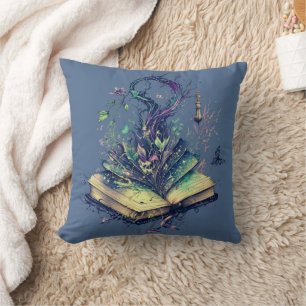 Cojín Decorativo Libro de Sombras Hermoso Azul Halloween