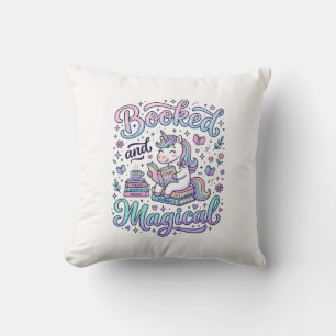 Cojín Decorativo Libro de Unicornio y Tipografía de Regalo Mágico D