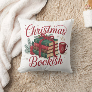 Cojín Decorativo Libro Navideño Acogedor Amante de la Lectura Bibli