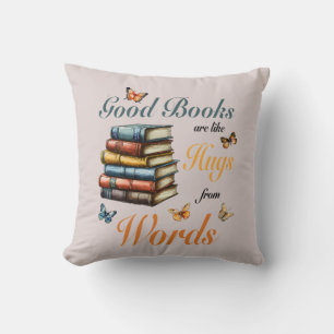 Cojín Decorativo Libros Abrazos Palabras & Mariposas bibliotecarios