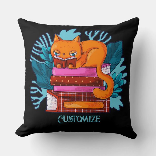 Cojín Decorativo Libros aprobados para gatos personalizados (Anverso)