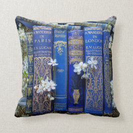 Cojín Decorativo Libros azules y flores