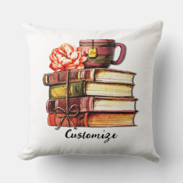 Cojín Decorativo Libros Blancos Y Té Personalizados