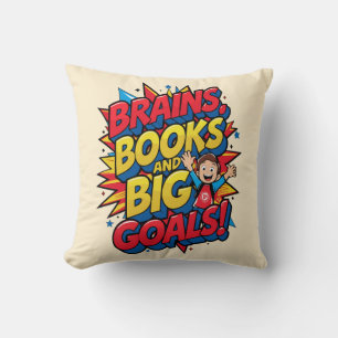 Cojín Decorativo Libros de cerebros y grandes objetivos - Diversión