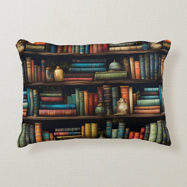 Cojín Decorativo Libros de época en el patrón de estantería (Anverso)