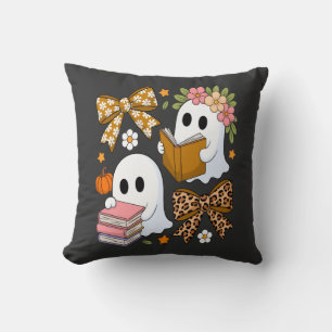 Cojín Decorativo Libros de fantasmas Floral de Halloween Otoño Hall