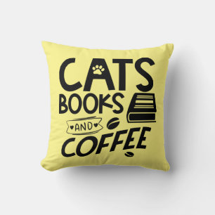 Cojín Decorativo Libros de Gatos Café Gusanos de Libros Lectura Gat