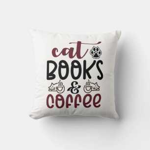 Cojín Decorativo Libros de gatos y café citas divertidas