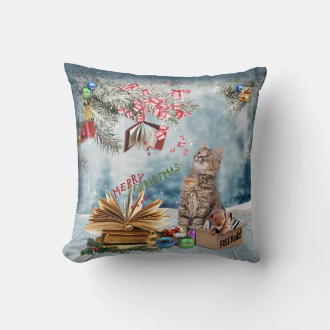 Cojín Decorativo Libros gratis para Navidades (Anverso)