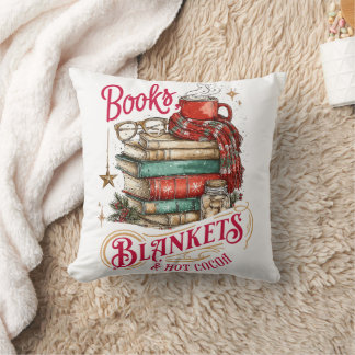 Cojín Decorativo Libros, mantas y chocolate caliente
