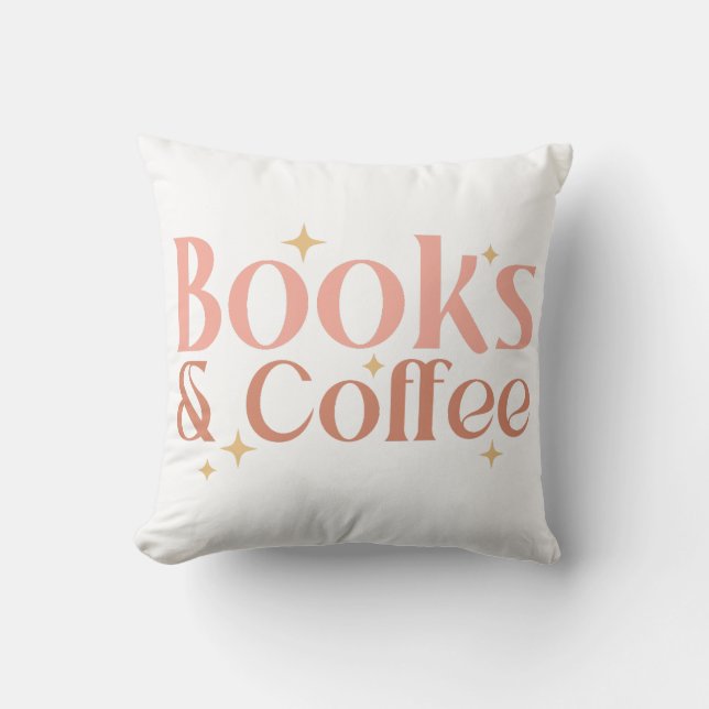 Cojín Decorativo Libros Y Café (Anverso)