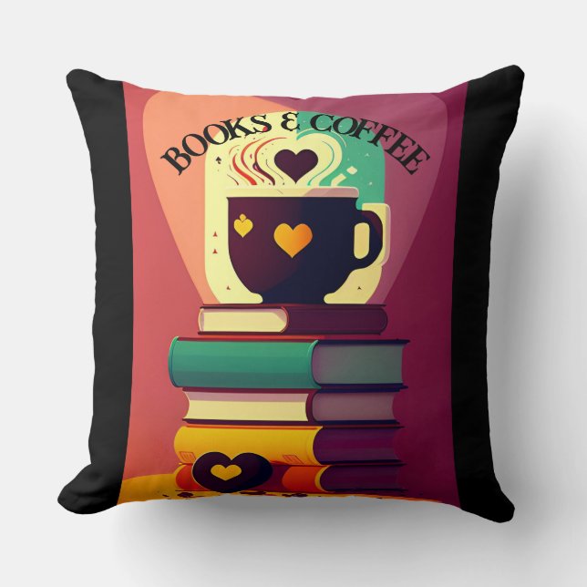 Cojín Decorativo Libros Y Café 2 (Anverso)