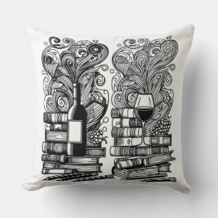 Cojín Decorativo Libros Y Vinos Me Coloran Doodle