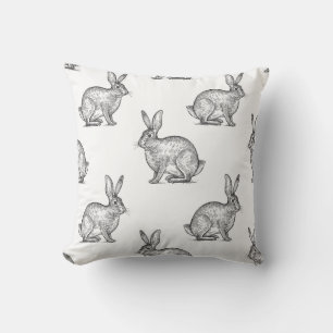 Cojín Decorativo Liebre o conejo. Patrón sin foco con animales de b