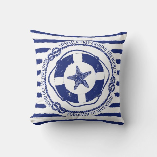Cojín Decorativo Lifebuoy y estrellas de mar (Anverso)