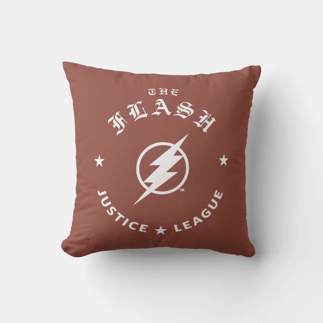Cojín Decorativo Liga de la Justicia | Emblema Relámpago Flash Retr (Anverso)